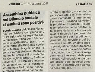 rendicontazione sociale la nazione ritaglio articolo 2 colonne 