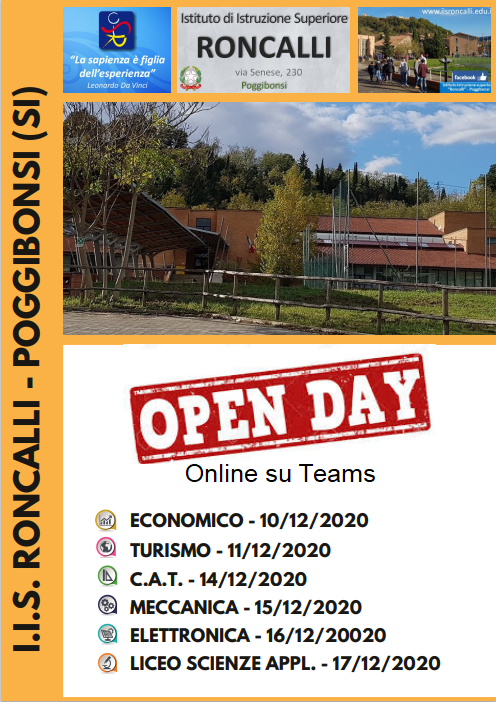 Locandina openday 2020 sarrocchi